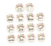 minkissy 14 pezzi Carte Mensili in Legno per Decorazione Incisa per Foto Ricordo Regalo Nascita Unisex per Genitori Commemorazione Mesi e Album Memorie