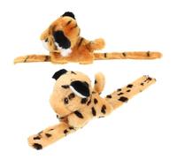 minkissy 2 Braccialetti Slap Animali Peluche Braccialetti Scatto Morbidi per Accessori Compleanno Tema Giungla Gadget Antismarrimento e Divertente