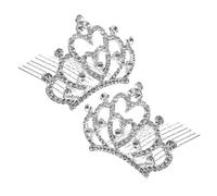 minkissy 2 mini diadema a forma di mini coroncina, fermagli per capelli da principessa, per ragazze e bambine (bianco)