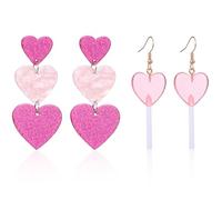 minkissy 2 Paia Amo Orecchini Penzolante Perline Orecchini Delle Ragazze Orecchini Pendenti a Cuore Orecchini in Argento Sterling Orecchino A Forma Di Orecchio Plastica