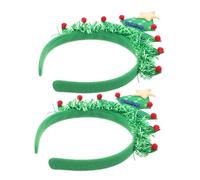 minkissy 2 Pezzi Albero di Natale a cerchio band copricapo natalizio xmas tree rave party present the mask fasce per natalizie decorazioni per per feste di natale stoffa Green