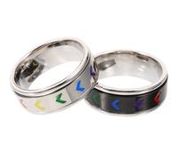 minkissy 2 Pezzi Anello in Acciaio Inossidabile Arredamento Ad Anello Arcobaleno Decorazioni Di Orgoglio Anello Dell'orgoglio Anello Arcobaleno Lgbt Anello Lesbico
