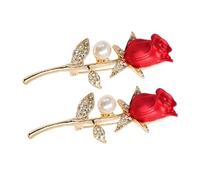 minkissy 2 Pezzi Brucia rosa rossa il corpetto dello sposo corsetti floreali sulle spalle Floro dei corpi di nozze spilla da collare in strass in lega spille da cappotto a fiori Diamante