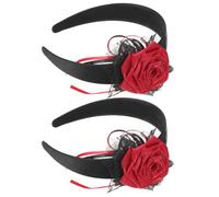 minkissy 2 Pezzi Cerchietto Halloween Elegante in Plastico con Rose Finte Gotiche per Chioma, Design Versatile e Fissaggio Sicuro, per Costume e Cosplay da Sposa Demone