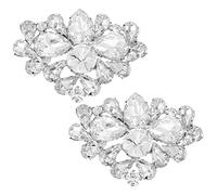minkissy 2 Pezzi Decorazioni per le scarpe da sposa Nozze fermagli per scarpe decorativi Ciondolo nuziale strass bobby fibbia gioielli per scarpe fermagli per scarpe di cristallo Argento