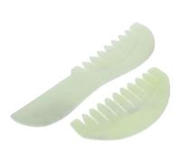 minkissy 2 Pezzi Pettine in Jade Verde per Massaggio del Cuoio Capelluto Funzione di Scraping Profondo, Strumento per Massaggi e Terapia del Capo per Relax e Benessere