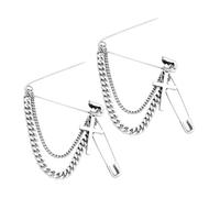minkissy 2 Pezzi spille per samba catene per vestiti clip della catena del maglione ciondoli con spilla da balia catena del vestito spille per scarpe spille punk lega Silver