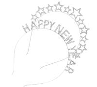 minkissy 2 Pz Fascia per Capodanno cerchietto capodanno happy new year buon anno fascia di capodanno bandana rossa Contento accessori per ragazza fascia di strass lega Silver