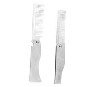 minkissy 2 Pz Pettine per da uomo con olio pettini per le donne capovolgere il pettine regola barba e baffi pettine portatile pieghevole da viaggio Acciaio inossidabile Silver