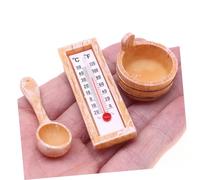 minkissy 2 Set Accessori Mini Sauna per Casa delle Bambole con Termometro e Secchio in Resina Kit Decorativo Estivo per Scena Miniatura Utensili per Sauna e Bagno per Ambienti in Miniatura