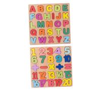 minkissy 2 Set Puzzle di Legno con Lettere e Numeri Colorati per Gioco Educativo di Abbinamento Pratico per Puzzle Montessori Sicuro per Sviluppo Cognitivo e Manuale Regalo Compleanno