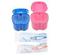 minkissy 2 Set set di spazzolini da dentiera False uomini spazzola per protesi finti spazzola a setole morbide per protesi strumento per la pulizia della protesi