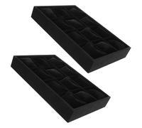 minkissy 2 Vassoi Porta Orologi e Bracciali in Velluto Nero 12 Griglie Organizer Porta Gioielli Piccolo per Camera da Letto Scrivania e Cassetti Vassoi Espositivi per Accessori da Polso