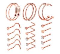 minkissy 21pezzi Per Piercing Al Naso in Acciaio Inossidabile Per Naso Delicati Unghie Nasali Alla Per Strade e Feste