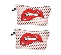 minkissy 2pezzi Borsa Cosmetica Con Stampa Labbra Per Donne Pochette Makeup Multiuso Organizer Per Viaggio e Bellezza Capacità Ampia Per Cosmetici e Accessori