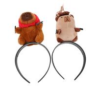 minkissy 2pezzi Fascia per Capelli in Peluche Capibara Cartoon Accessorio Divertente per Compleanno e Festa per Capelli da Lavarsi Viso e Usi Giornalieri