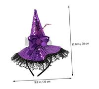 minkissy 2pezzi Fascia Strega Per Halloween Cappello Cosplay Accessori in Pizzo Paillettes Per Feste in Maschera e Design e Per Look Conserve