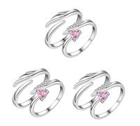 minkissy 3 Paia anello del cuore per gioielli di coppia anelli di gioielleria gioielli coordinati Anelli carini anelli di coppia abbinati anelli di rame Silver