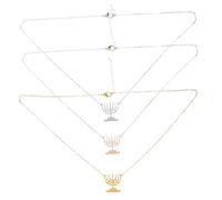 minkissy 3 Pezzi Ornamenti di Hanukkah Lampadario collana gioielli per il collo collana a forma di candeliere collane semplici per le donne collana da donna decorazioni di collane Metallo