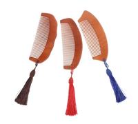 minkissy 3 Pezzi Pettine Massaggiante Portatile Legno Pettine per Riccio Design Fine Denti Legno Resistente e Antigraffio Femminile
