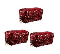 minkissy 3 Pz Borsa Cosmetica Con Paillettes Astuccio Con Paillettes Astuccio Cosmetico Borsa Per Il Trucco Con Paillettes Custodia Portatile Quartetto Viaggiare Tessuto Oxford