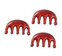 minkissy 3pezzi Pettine Legno Di Padauk Naturale Comb Cinque Denti Portatile Con Testa Larga e Design Perline Rotonde Strumento Di Acconciatura Per Casa e Viaggio Rosso
