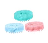 minkissy 3pezzi Spazzole Silicone Per Bagno e Shampoo Per Ragazzo Ragazza Spazzola Massaggiante Morbida e Sicura Lavaggio Facile e Comodo Pastello