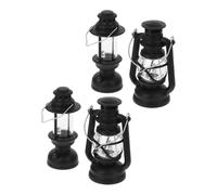 minkissy 4 Miniature Kerosene Lamps Retro Design For Dollhouse Decor Vintage Oil Lanterns For Holiday Party And DIY Scene Decoration
