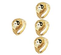 minkissy 4 Pezzi Anello in acciaio Tai Titanio Rings for Men Fashion Anelli da anello per gli uomini suona gli uomini anello bagua da anelli moda Acciaio al titanio D'oro