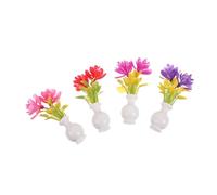 minkissy 4 Pezzi Fiori simulati dalla casa delle bambole vaso fiori Mini ornamenti Mini pianta