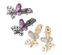 minkissy 4 Pezzi Hair Clips Women Butterfly Rhinestone Vintage French Style Lightweight Hairpins For Weddings Parties Casual Wear