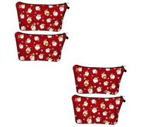 minkissy 4 Pz Borsa cosmetica natalizia trousse natale borse per il trucco per le donne che viaggiano borsa da toilette da viaggio Borsa per cosmetici custodia per cosmetici Oxford