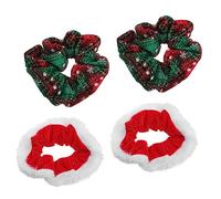 minkissy 4pezzi Fasce Per Capelli Natalizi Elastici Per Capelli Da Donna Alla Moda Per Feste Vita Quotidiana Colorati e Rossi Ciascuno