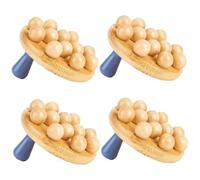 minkissy 4pezzi Spazzola Massaggiante Bambù Per Massaggio Manuale Strumento Terapeutico Per Rilassamento Muscolare e Stimolazione Della Circolazione Per Massaggi Al Corpo e Alla Pancia
