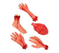 minkissy 5pezzi Mani Finte Rosso in Plastica Morbida Decorazione Spaventosa per Halloween Festa e Bar Casa Stregata Accessori per Scherzi Horror