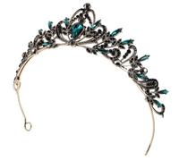 minkissy Accessorio Per a Rivelare Il Genere Corone e Diademi Corone Per Le Donne Torta Di Cuore Floreale Diadema D'oro Copricapo Verde Lega Di Zinco Green