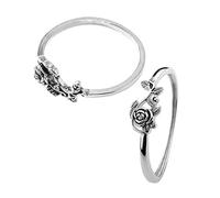 minkissy Anello di rosa argento retrò Gioielli floreali gioielli rosa Gioielli di fidanzamento gioielli ad anello anelli vintage da donna anello di fiori gioielli da sposa d'epoca