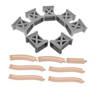 minkissy Binari Ferroviari in Legno Di Espansione Con Pilone Del Ponte Per Ragazzo Accessori Per Del Treno in Legno Binari Curvi e Supporti Per Giochi Da Tavolo Ferroviari