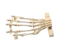 minkissy Bracciale Mano Scheletro Regolabile con Anello per Falange Metallo Punk Gotico Teschio per Halloween Cosplay