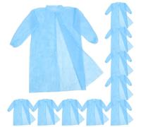 minkissy Camici Monouso da Laboratorio Non Tessuto Bottoni Blu 10 Pezzi per Adulti 3Xl Protezione Antipolvere in Ambienti di Lavoro