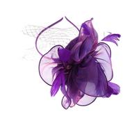 minkissy Cappello a molletta con fascia per il tè cappelli da festa 1920 fasce da donna cerimonia ritual hat fascia affascinante accessorio per affascinante seta Viola,porpora