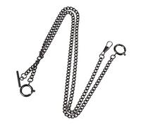 minkissy Catena di orologio tascabile a forma di O annata catena dell'orologio fob piccolo collana orologio da tasca Uomini catena per orologio da tasca portachiavi tascabile Metallo Nero