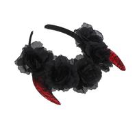 minkissy Cerchietto Leggero con 5 Rose E Corna da Diavolo Accessorio alla Moda per Feste di Halloween