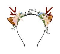 Minkissy, cerchietto per capelli con cerchietto a forma di corna di renna e orecchie di Natale, per donne e ragazze (modello 1)