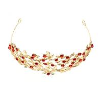 minkissy Cerchio di testa a con diamante retrò diademi nuziali per la sposa corone della sposa fasce per ragazze tiara nuziale diadema per le donne strass rosso