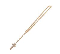 minkissy Ciondolo a croce di legno collane incrociate attraverso preghiera tallone gioielli croce santo collane di gioielli collana a catena da uomo Rosari collana di perline per le donne