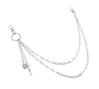 minkissy ciondolo teschio Accessorio versatile per jeans cinture a catena per le donne cintura a catena da uomo catena per jeans uomini della catena della cintura Metallo Silver