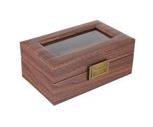 minkissy Cofanetto Portagioielli in Legno Coperchio, 3 Griglie, Cuscino Interno per Orologi e Collane, Compatto e Leggero per Collezione