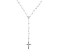 minkissy Collana a croce cross necklace pearl necklace Crosses Collane catena a collo incrociato collane incrociate collane per donne alla moda collana d'epoca collana estetica lega Silver