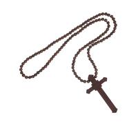 minkissy Collana Ciondolo Croce in Legno Hip-hop Perline Religiose, Gioielli Cristiani Da Donna, Accessorio Leggero Per Preghiera e Bomboniera, Per Festività e Momenti Spirituali